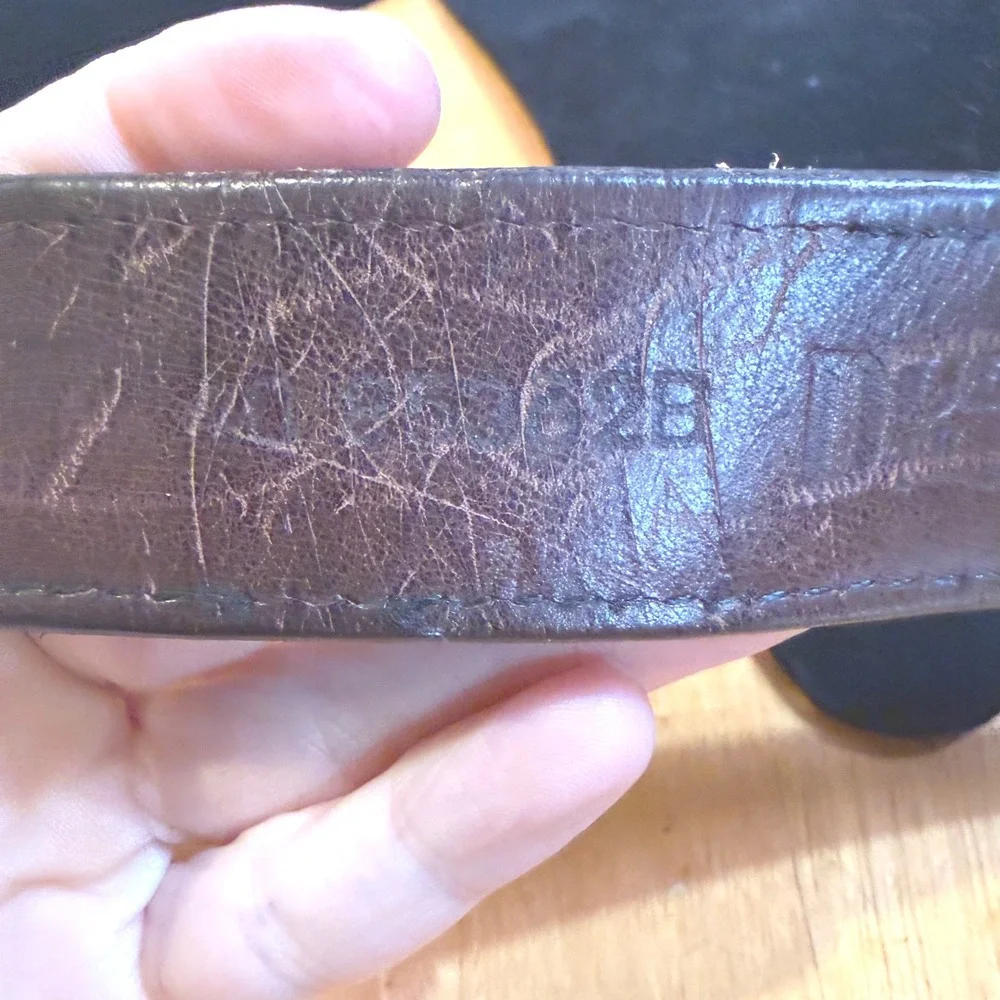 Duluth Trading Men's Leather Belt Brown Thick Size 40‎ Brass Style Buckle